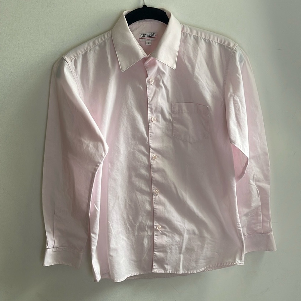 Gioberti Italy Boy’s Button Up Long Sleeve Shirt | Pink | Size 12
